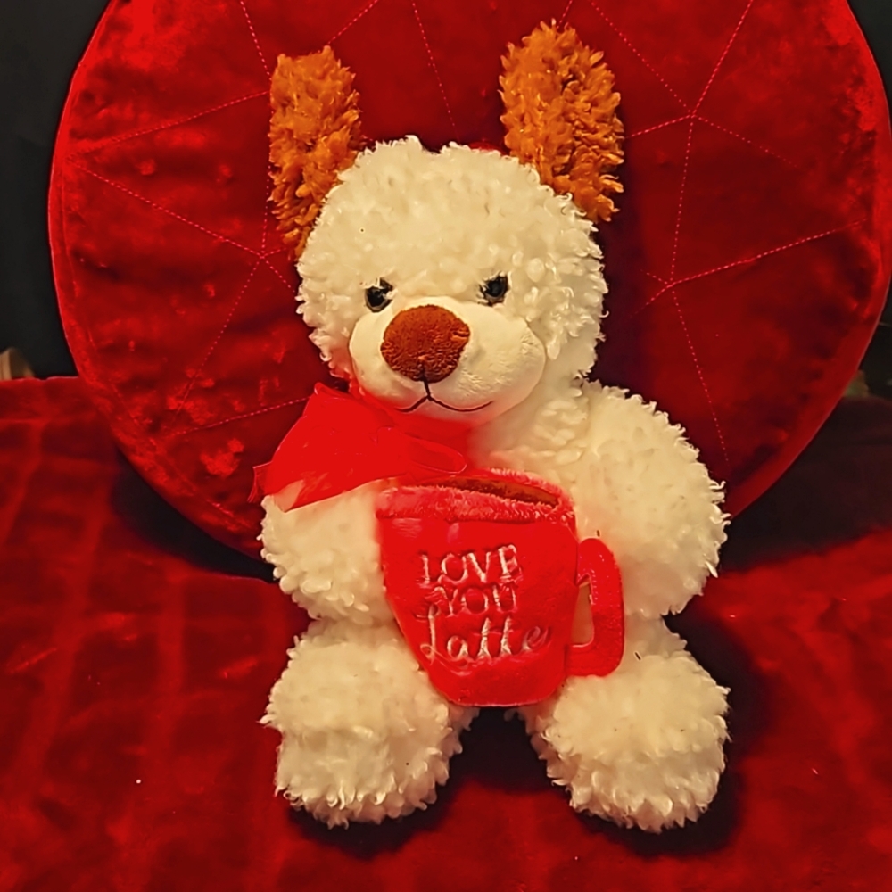 Love You Latte Puppy Dog Plush Pink Mug Valentine's Day COFFEE SCENT